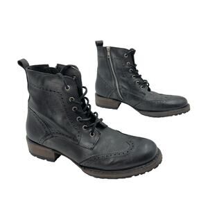Freebird by Steven Bradford Boots Black Lace Up Leather Brogues